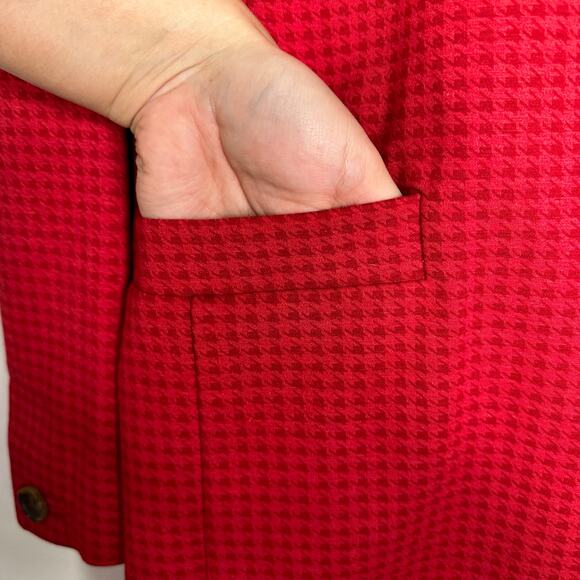 Cabi Red Houndstooth Trench Coat - Picture 10 of 15